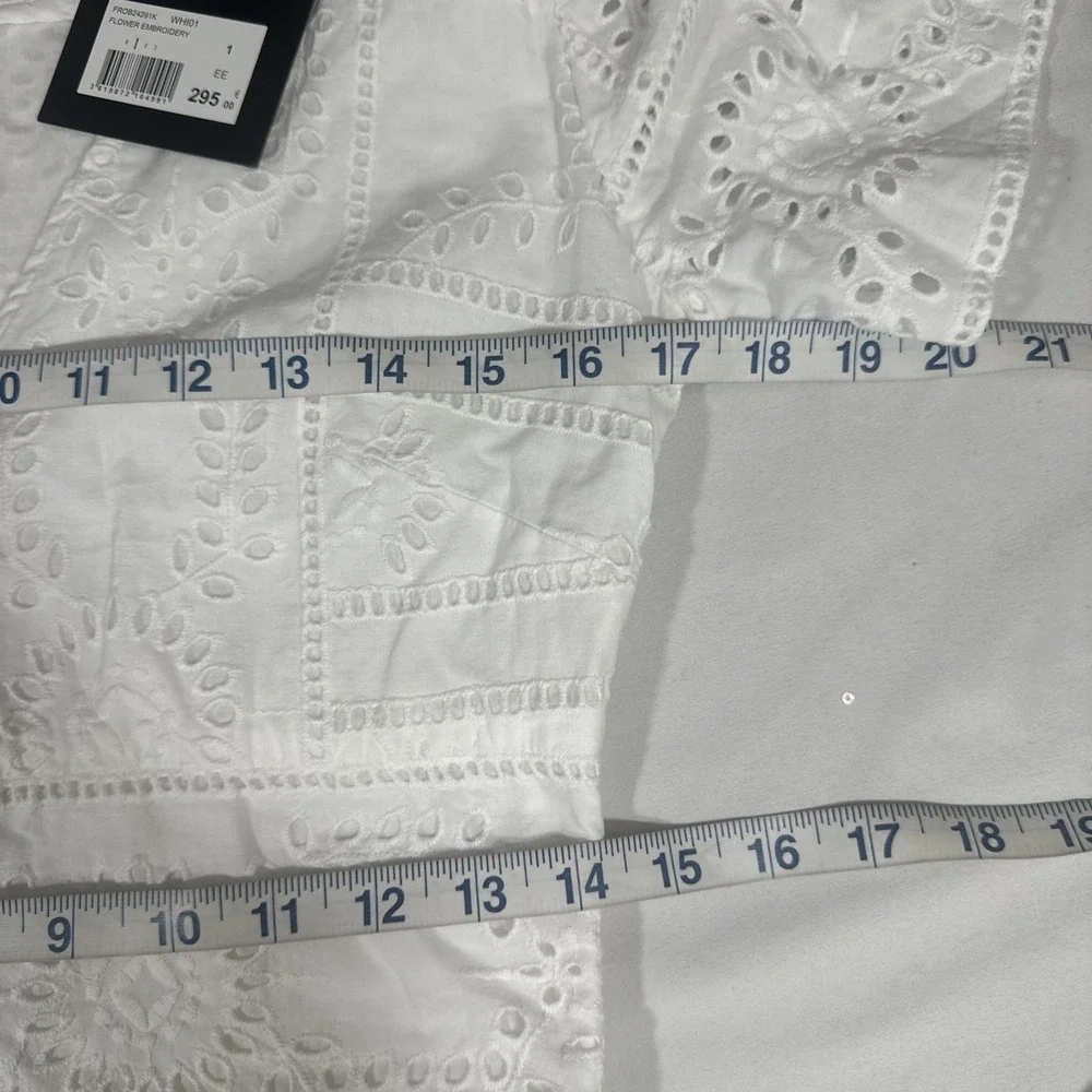 NWT The Kooples [ Size 1 ] Flower Embroidery Button Down Short Dress White #6971